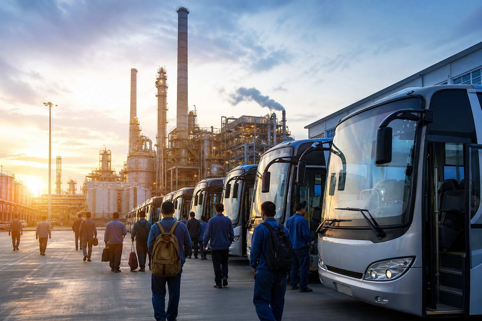 Industrial workforce transport fleet for factories